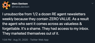 A tweet from Marc Davison