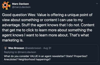 A tweet from Marc Davison
